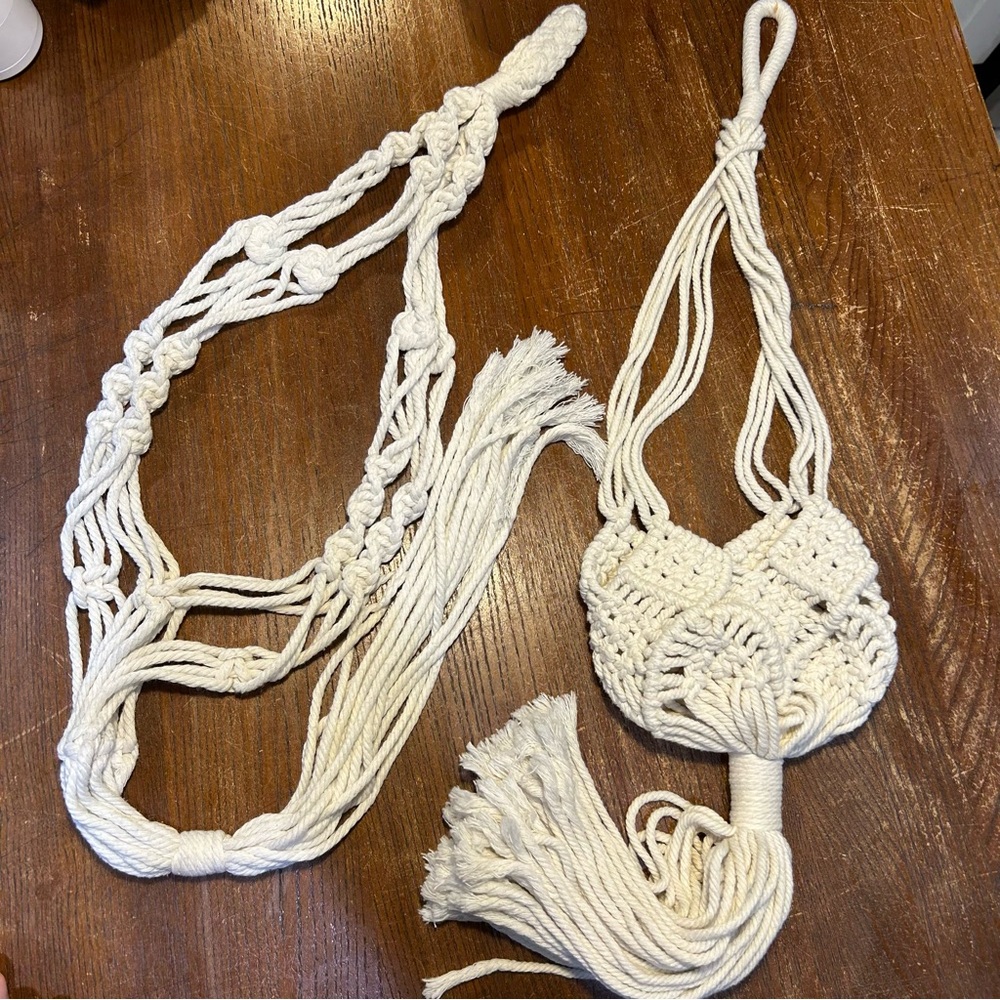 Cream Macrame Plant Hangers